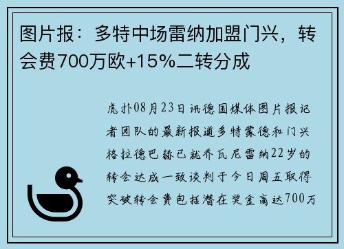 图片报：多特中场雷纳加盟门兴，转会费700万欧+15%二转分成
